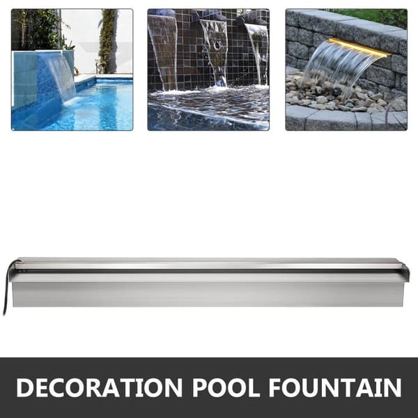 60cm lång dekorativ poolfontän med färgskiftande LED-remsljus/fjärrkontroll, slitstarkt material, konstant vattenflöde, lätt att installera