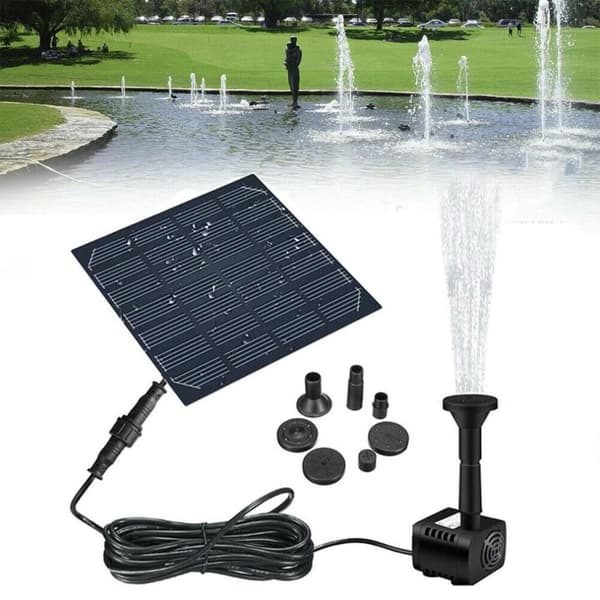 1,2 W soldriven trädgårds dekorativ fontän, stabil poolfontän, med 7 sprinklers