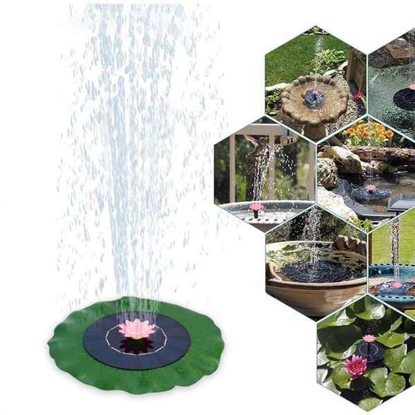 8.2 tum diameter lotusbladformad flytande solfontän, dekorativ trädgårdsfontänpump, poolfontän