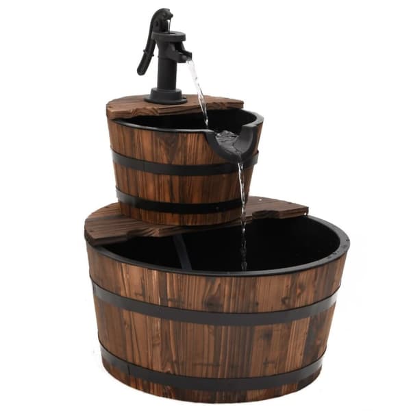 vidaXL Vattenfontän med pump 44,5x44,5x58 cm massivt granträ
