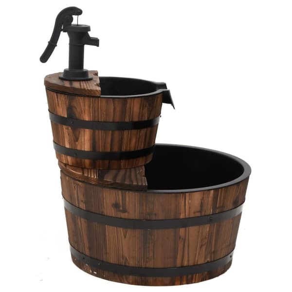 vidaXL Vattenfontän med pump 44,5x44,5x58 cm massivt granträ