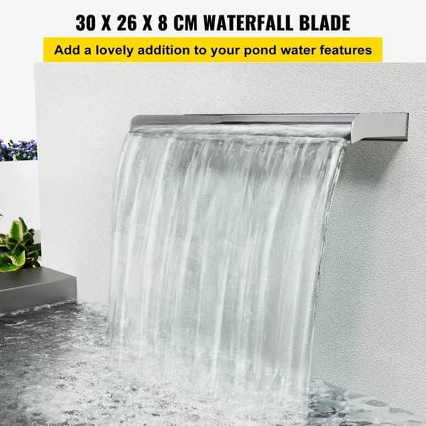 30x26x8cm vattenfallsblad i rostfritt stål med kompletta tillbehör, jämnt och silkeslent vattenflöde, enkel installation, bred applikation