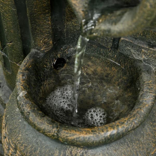 Rootz Fountain - Justerbar pump - Trädgårdsdekoration - Väderbeständig - Grå - 25cm x 24cm x 60cm