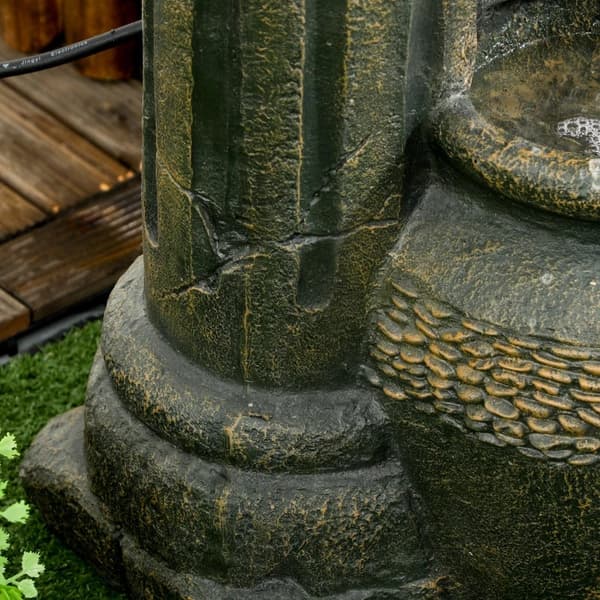 Rootz Fountain - Justerbar pump - Trädgårdsdekoration - Väderbeständig - Grå - 25cm x 24cm x 60cm