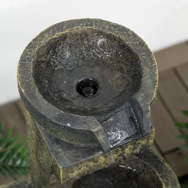 Rootz Fountain - 3 inställningar - Väderbeständig - Trädgårdsdekoration - Grå - 25cm x 24cm x 60cm