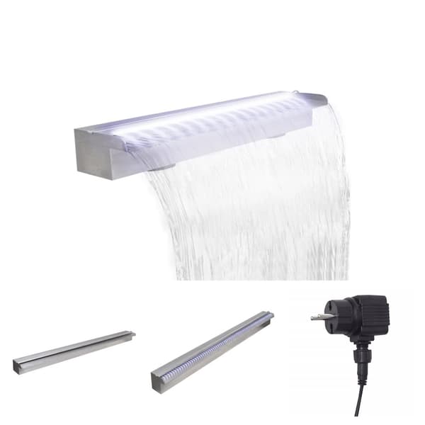 Rektangulärt Vattenfall Poolfontän med LEDs i rostfritt stål 90 cm -  Fontäner