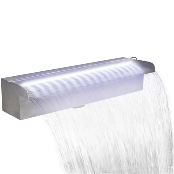 Rektangulær vandfaldsfontæne med LED-lys rustfrit stål 45 cm -  Fontæner
