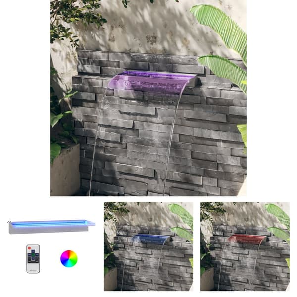 The Living Store vandfald med LED'er og RGB-farver 60 cm rustfrit stål -  Fontæner