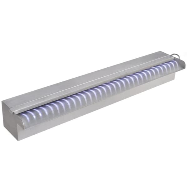Rektangulær vandfaldsfontæne med LED-lys rustfrit stål 60 cm -  Fontæner