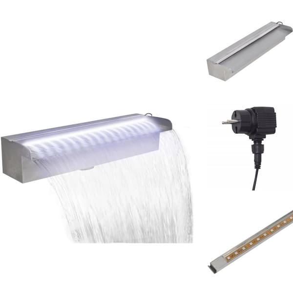 Suihkulähteet & vesiputoukset - Suorakaide Uima-altaan Suihkulähde LED:llä Ruostumaton Teräs 45 cm