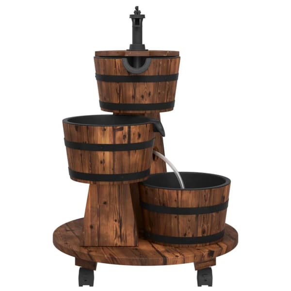 Vattenfontän på hjul med pump 55x55x80 cm massivt granträ - Utefontän - Utefontän - Home & Living