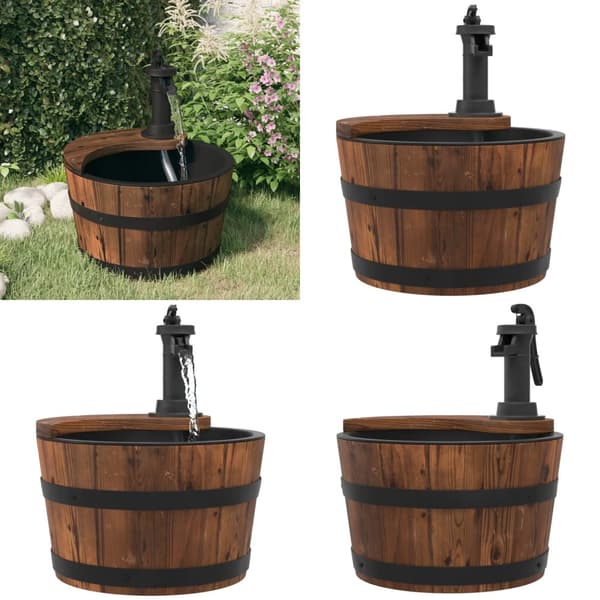 Vattenfontän med pump 28x28x34,5 cm massivt granträ - Utefontän - Utefontän - Home & Living