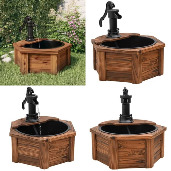 Vattenfontän med pump 57x57x53 cm massivt granträ - Utefontän - Utefontän - Home & Living