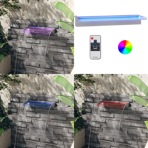 Vesiputous RGB LED-valoilla ruostumaton teräs 60 cm - Vesiputous - Vesiputoukset - Home & Living
