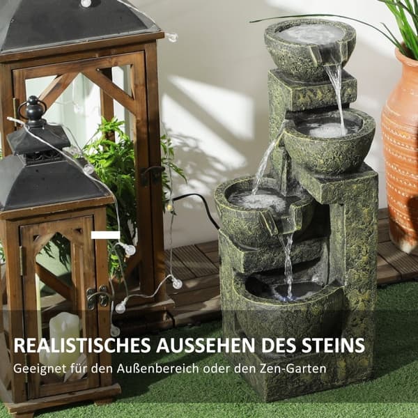 Rootz Garden Fountain - Ulkovesiominaisuus - Koristeellinen vesiputous - Säädettävä nopeus - Vintage Design - Tasainen veden virtaus - 25 x 24 x 60 cm
