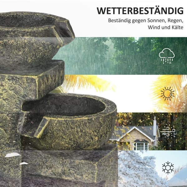 Rootz Garden Fountain - Ulkovesiominaisuus - Koristeellinen vesiputous - Säädettävä nopeus - Vintage Design - Tasainen veden virtaus - 25 x 24 x 60 cm