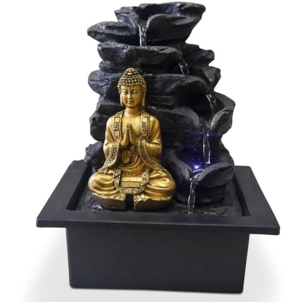 ZEN inomhusfontän med Shira Buddha-statyett - Svart