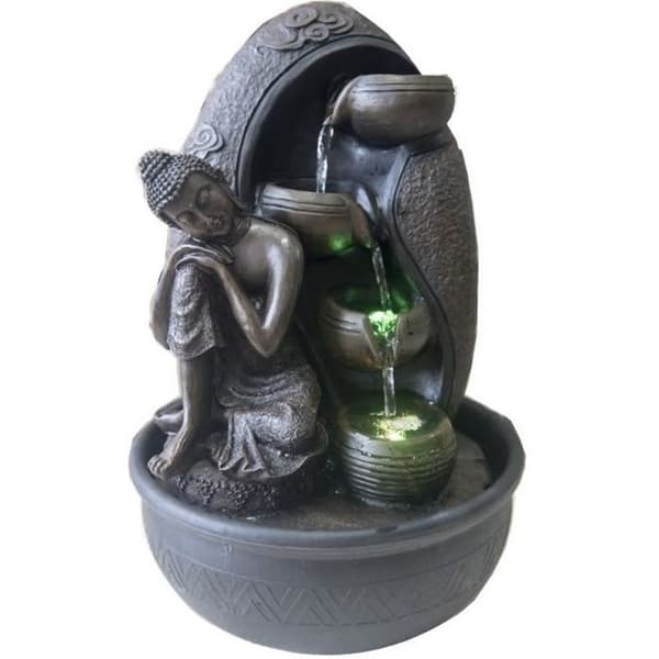ZEN'LIGHT Interiörfontän Krishna - Buddhafontän - Feng Shui dekoration - LED-belysning - Brun
