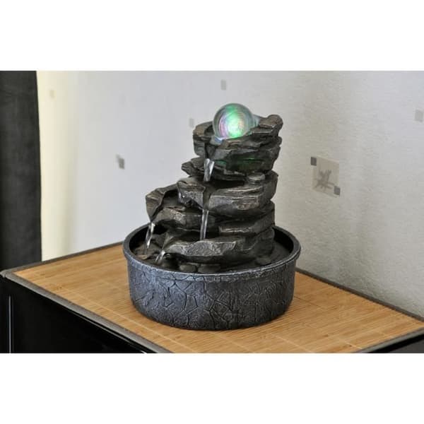 Little Rock inomhusfontän - Zen'Light - SCFR138 - Brun - Lugnande Zen-dekoration - LED-belysning