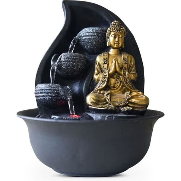 ZEN LED-fontän inomhus med Praya Buddha-staty - Svart