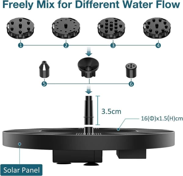 Vattenfontän solcellsdriven 16 cm solcellsfontän vatten fontän utomhus Solar