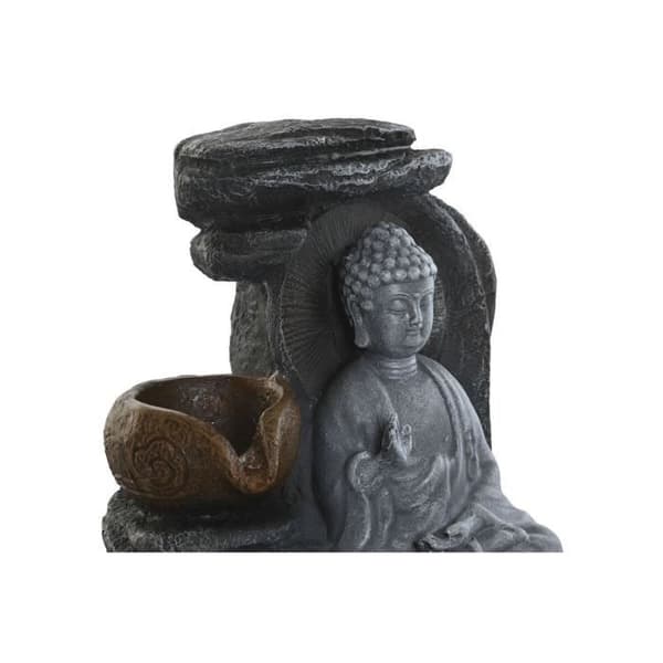 Trädgårdsfontän i orientalisk stil grå harts - Buda - LED 22 cm