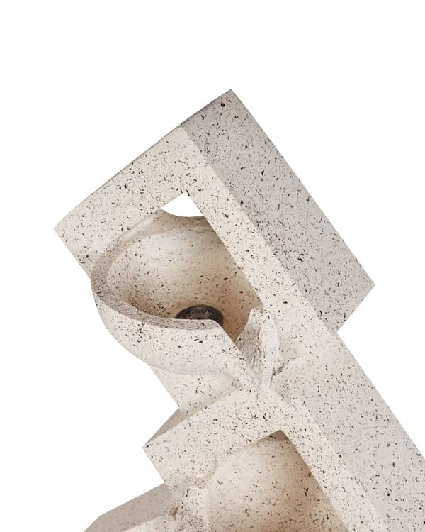 Havefontæne i beige resin, udendørs fontæne med LED-lys moderne design