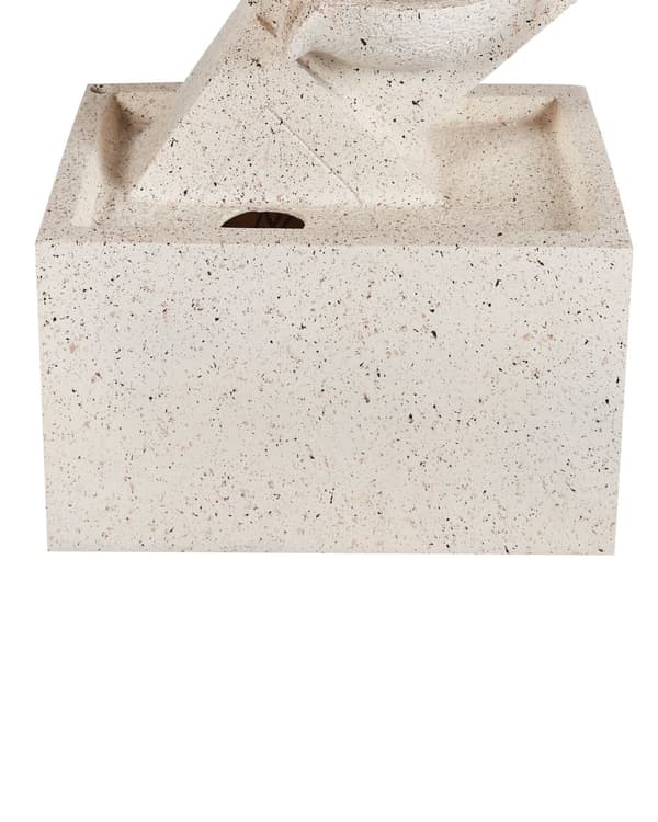 Havefontæne i beige resin, udendørs fontæne med LED-lys moderne design