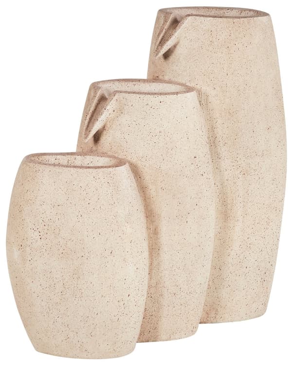 Utendørs Vannfunksjon Beige Harpiks Fontene Hage Lys LED Plugged Moderne Design