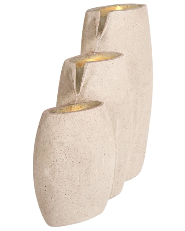 Utendørs Vannfunksjon Beige Harpiks Fontene Hage Lys LED Plugged Moderne Design