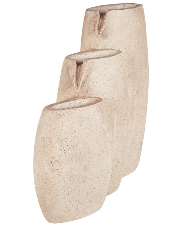 Utendørs Vannfunksjon Beige Harpiks Fontene Hage Lys LED Plugged Moderne Design