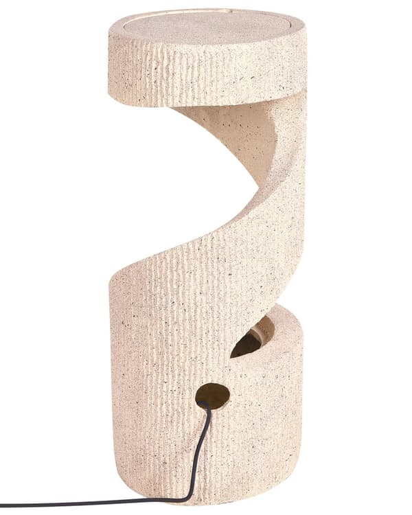 Utendørs Vannfunksjon Beige Resin Fontene Hage med LED-lys Plugged Moderne Design