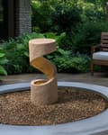 Miniatyrbilde 2 av 8: Utendørs Vannfunksjon Beige Resin Fontene Hage med LED-lys Plugged Moderne Design