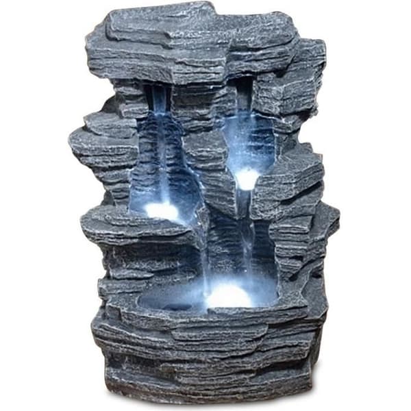 Inomhus LED-fontän - ZEN LIGHT - Grand Canyon - 3 kallvita LED-lampor - Tyst pump - Grå