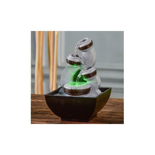 Fontän - Kara - L 13 x B 12 x H 18 cm - LED-belysning - Resin - Inomhus