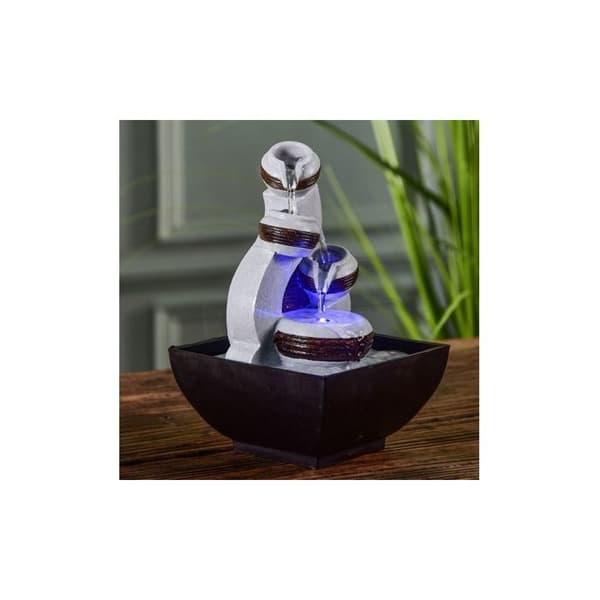 Fontän - Kara - L 13 x B 12 x H 18 cm - LED-belysning - Resin - Inomhus