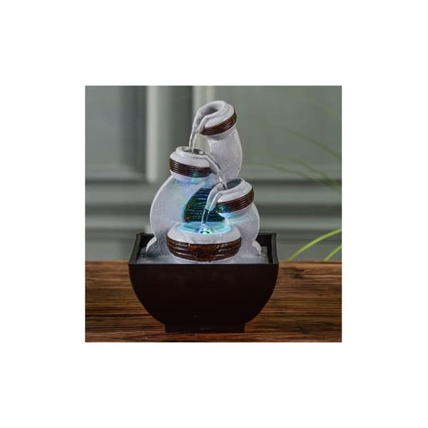 Fontän - Kara - L 13 x B 12 x H 18 cm - LED-belysning - Resin - Inomhus