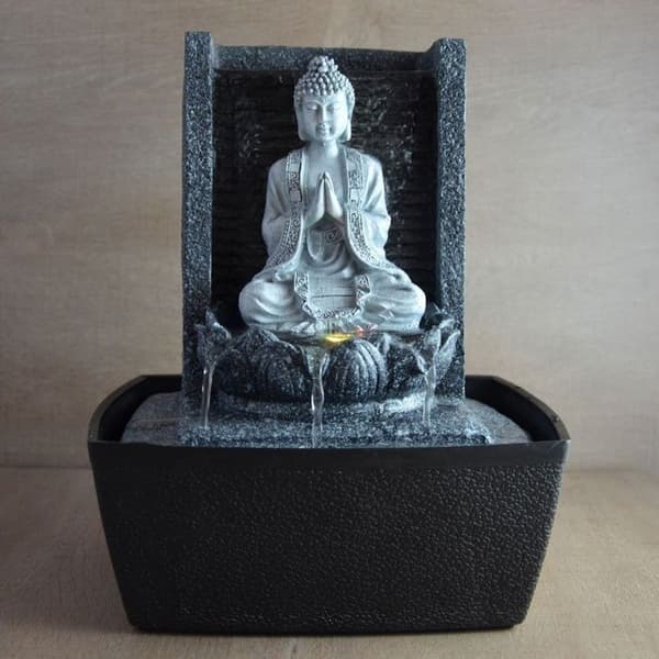 'ZEN'LIGHT Inomhuskälla Nirvana - Buddha Källa - Feng Shui Dekoration - LED Belysning - SCFRB1 - Grå