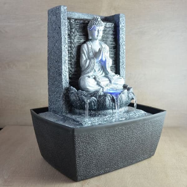 'ZEN'LIGHT Inomhuskälla Nirvana - Buddha Källa - Feng Shui Dekoration - LED Belysning - SCFRB1 - Grå