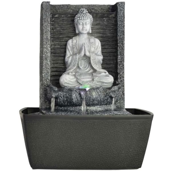 'ZEN'LIGHT Inomhuskälla Nirvana - Buddha Källa - Feng Shui Dekoration - LED Belysning - SCFRB1 - Grå