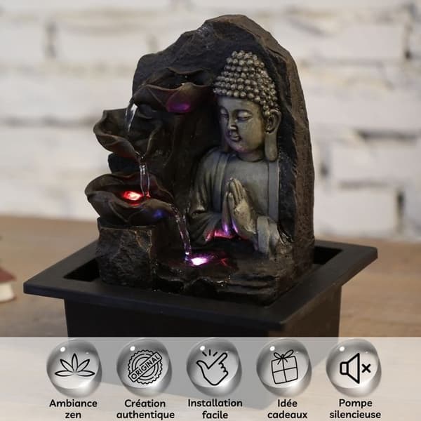 Zen'Light Buddha Spirituality inomhusfontän - LED-belysning - SCFRBL2 - Brun