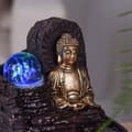 Miniatyrbild 5 av 6: Liten hartsfontän inomhus med Theravada Buddha LED