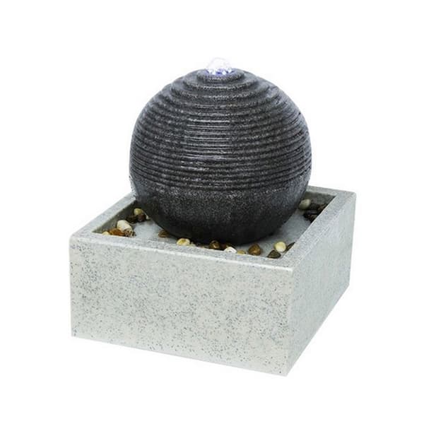 Inomhusfontän - ZEN LIGHT - Bonny white LED-ljusboll - Skiffereffekt - Stenimitation - Harts