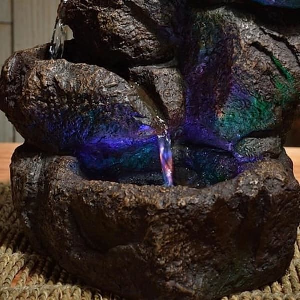 Nivello natur inomhusfontän - ZEN - Naturlig floddekor - Tyst pump - Brun
