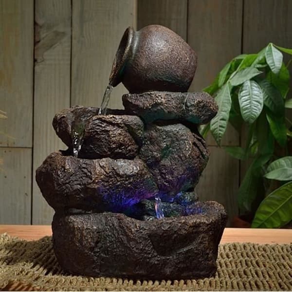 Nivello natur inomhusfontän - ZEN - Naturlig floddekor - Tyst pump - Brun