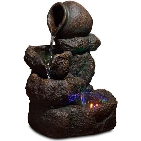 Nivello natur inomhusfontän - ZEN - Naturlig floddekor - Tyst pump - Brun