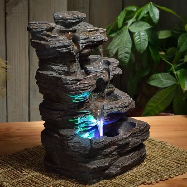 Pietra SCFR130 inomhusfontän - Zen'Light - Zen-dekoration med LED-belysning - Grå
