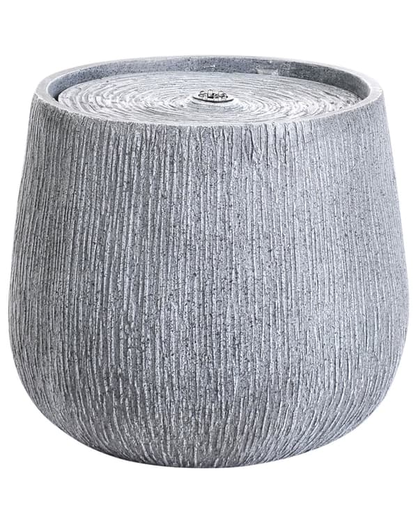 Vannfontene Grå Harpiks Rund form LED-lys Minimalistisk design Hage Fontene