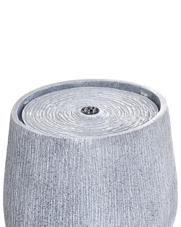 Vannfontene Grå Harpiks Rund form LED-lys Minimalistisk design Hage Fontene