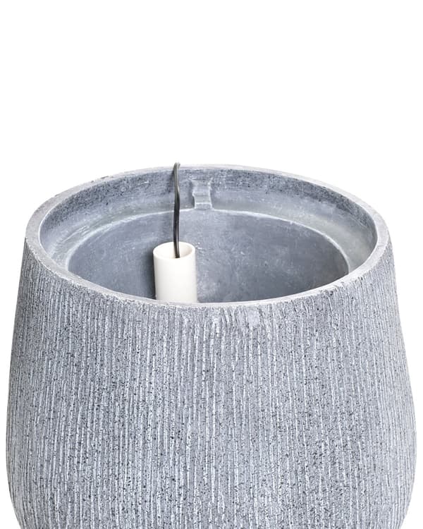 Vannfontene Grå Harpiks Rund form LED-lys Minimalistisk design Hage Fontene